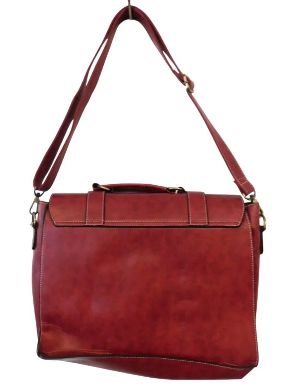 EcoSusi Professor Laptop Bag Satchel Briefcase Red Vegan Leather Crossbody - Picture 6 of 12